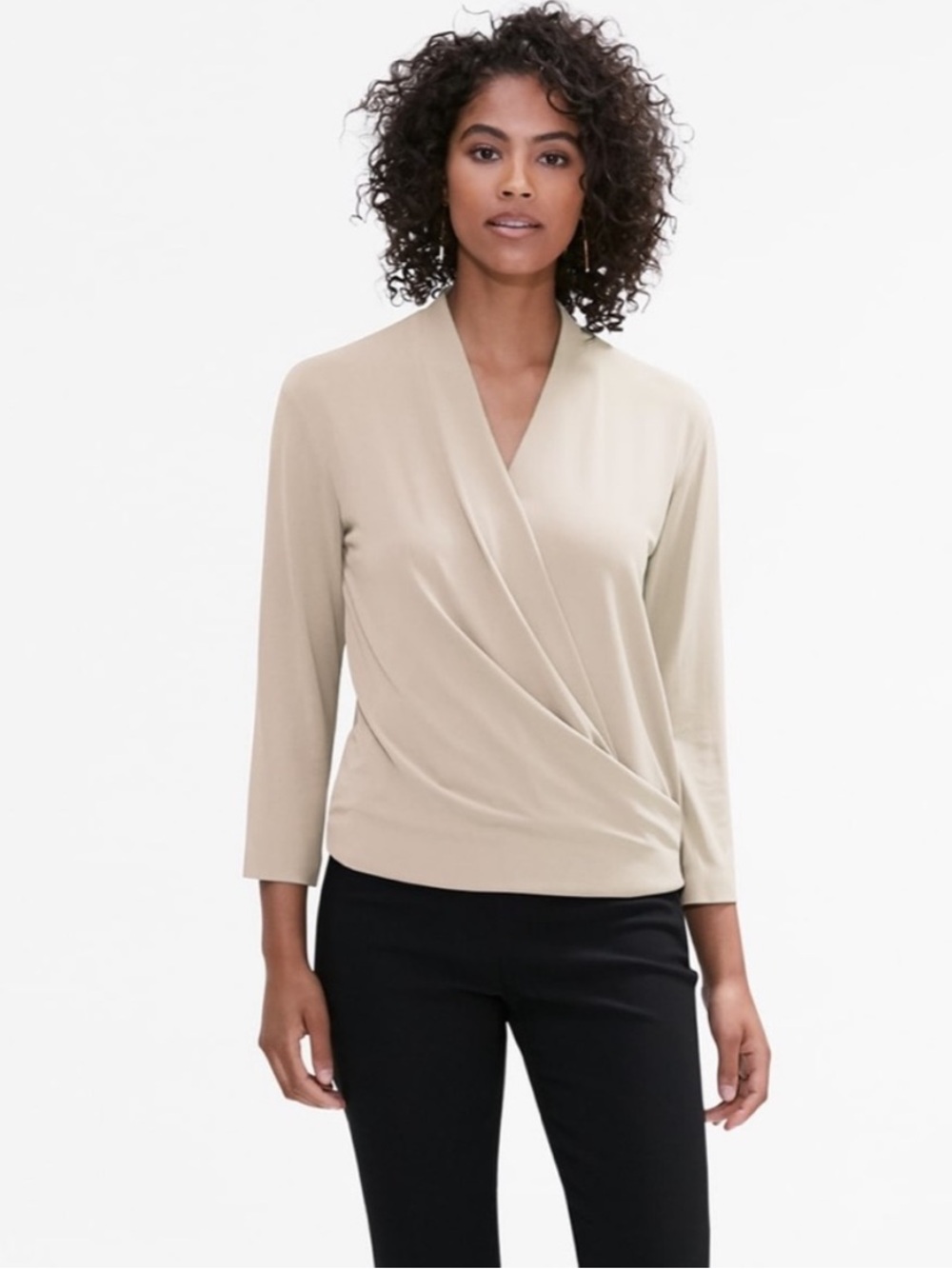 MM Lafleur gray off white deneuve surplice half sleeve top womens S